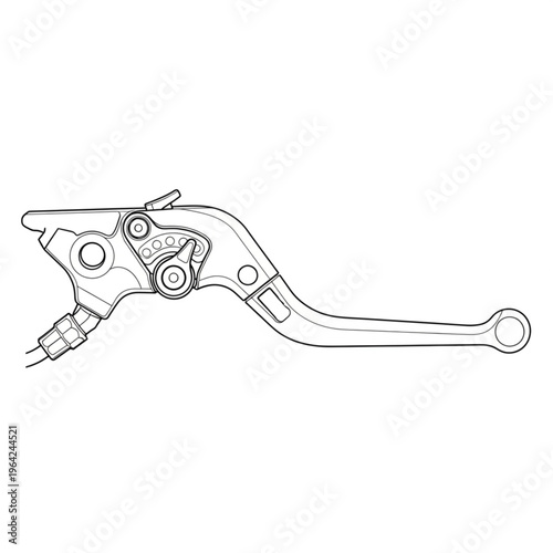 Motorcycle Brake Lever Closeup View.