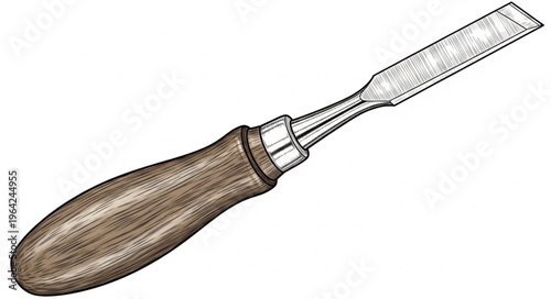 Wooden Handle Chisel Tool Metal Blade.