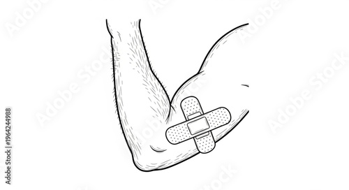 Bandage on a human elbow joint.