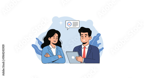 Male manager conducting a successful job interview with a confident female candidate in a modern office environment.