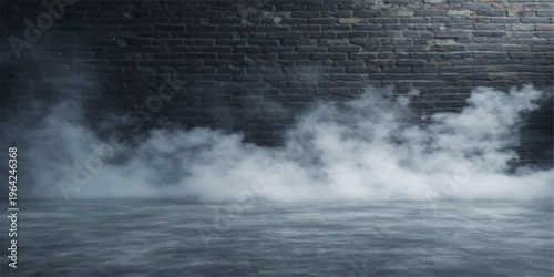 A dark blue abstract texture of stormy clouds and thick fog moves over the moonlit night sea and ocean water