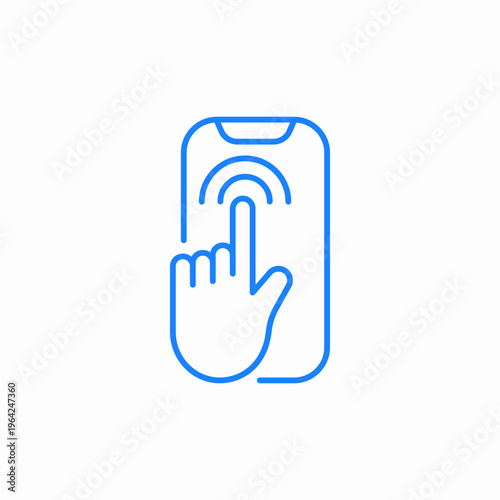 mobile phone with hand touching screen icon sign vector