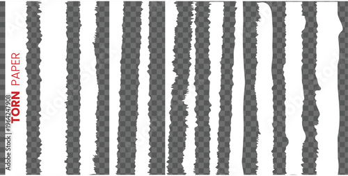 Torn paper strips isolated on transparent background