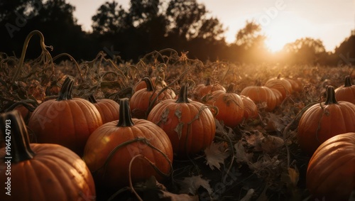 Golden Hour at the Pumpkin Patch - Autumn Harvest Scene.