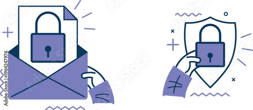 Secure email and data protection illustration with lock symbols