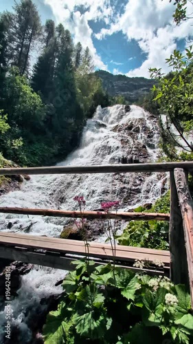 Holy Three Springs Waterfalls and Pilgrimage Site in Trafoi South Tyrol Italy 4K