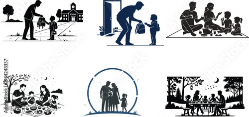 Family and community interactions in various settings