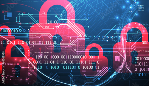 Data security Illustrates cyber data or information privacy idea. Color abstract  technology background.