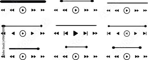 Collection of audio and video player interface icons