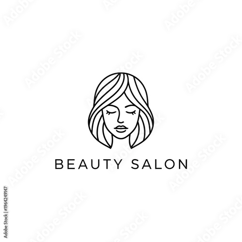 Minimalist Line Art Woman's Face Logo for Beauty Salon, Hair Studio, Spa, or Cosmetology Business Icon Design
