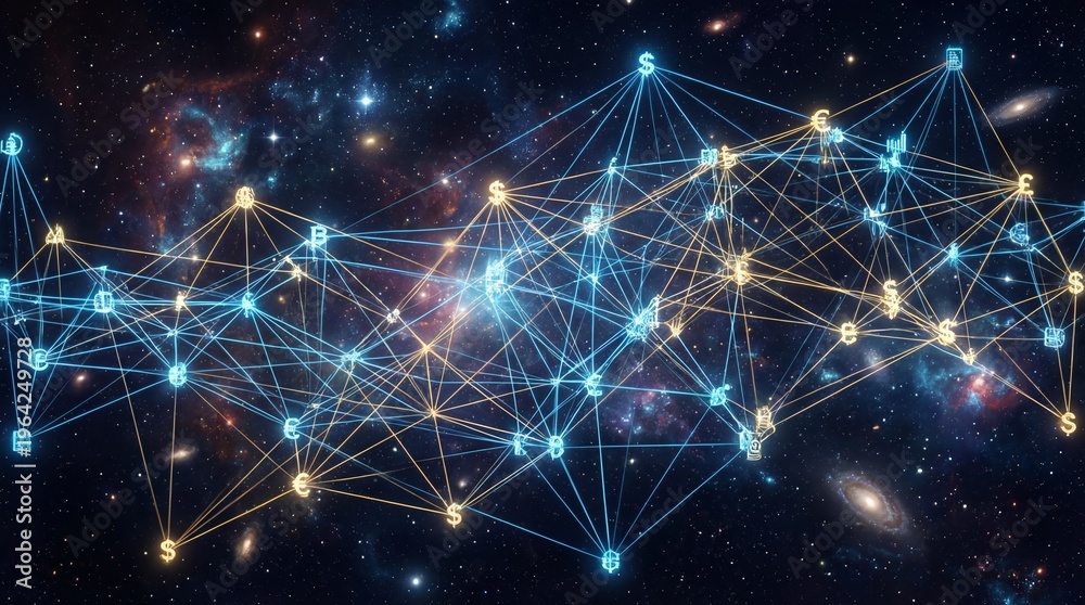 Fototapeta premium Abstract Network Connections in Cosmic Galaxy Background