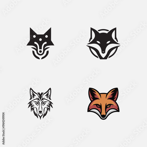 Wild fox head mascot creative animal wild life logo