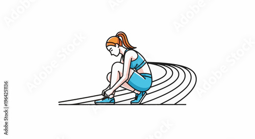 Athlete tying shoelaces on a running track