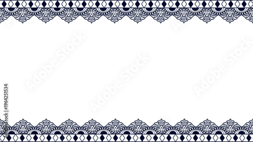 上下に繊細なネイビーのレース装飾をあしらった上品なフレーム背景