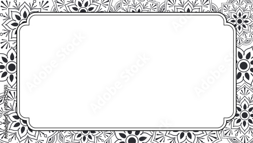 エレガントな黒いマンダラ模様の装飾フレーム背景