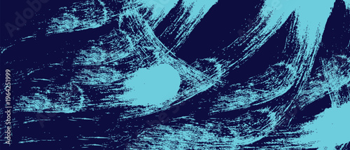 Abstract texture with bold brush strokes and vibrant cyan and navy blue colors