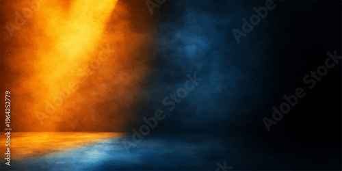 A dramatic storm sky filled with fire and smoke creates a dark nature backdrop where glowing light pierces through black clouds and ocean fog