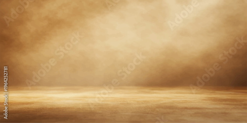 An empty vintage room features a grunge interior design with a textured brown wooden floor and blank hardwood board walls in an old apartment