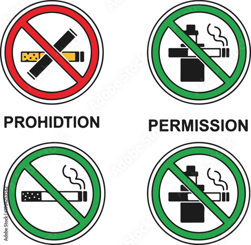 Smoking prohibition and permission signs