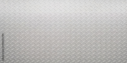 A seamless geometric diamond plate metal texture background features a gray vector pattern on a textured square tile surface for industrial wallpaper and vintage art decor