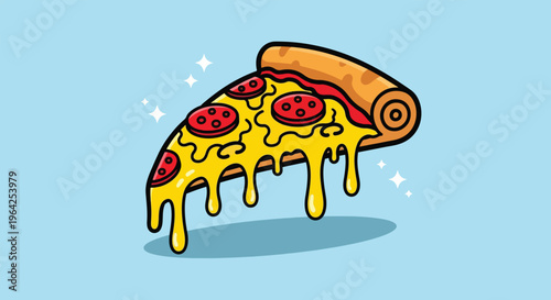 Delicious Pepperoni Pizza Slice with Melting Cheese.