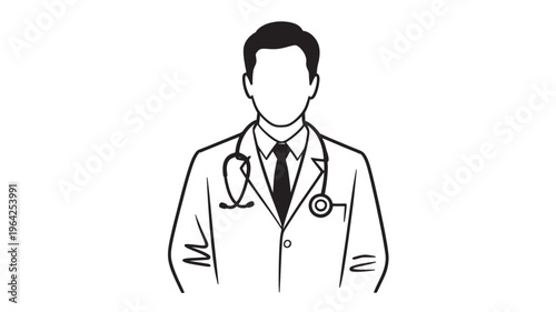 Black and white doctor icon with stethoscope