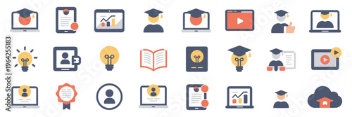 Digital learning and online course icons - Perfect for student portals.