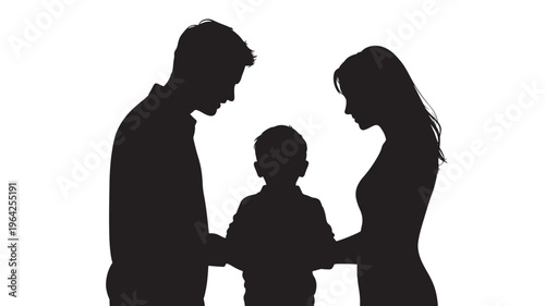 Family silhouette icon with man woman and child