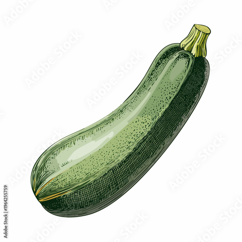 Fresh green zucchini vegetable illustration for food recipes
