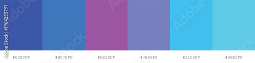 Color palette with various shades of blue pink and purple hues