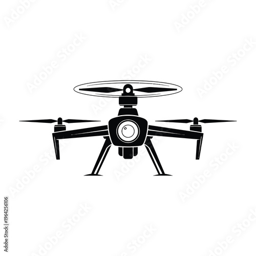 Drone with camera flying in air technology quadcopter