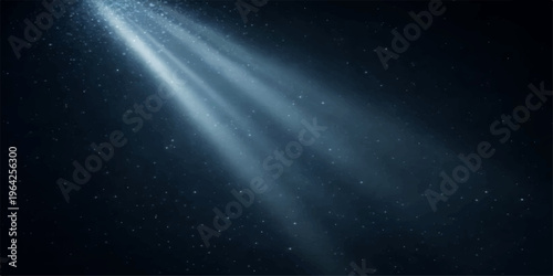 An abstract blue space background features a bright starry sky filled with glowing nebulae and distant galaxies across the deep dark cosmos of the outer universe