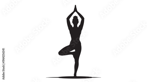 Yoga tree pose silhouette vector icon