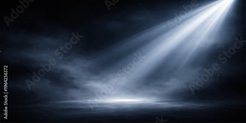 Dramatic lightning strikes illuminate dark blue storm clouds over a turbulent sea during a powerful night hurricane creating an abstract nature background of rain and wind under an overcast heaven