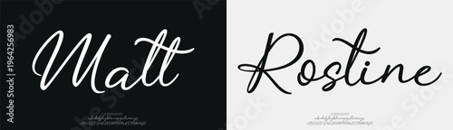 Malt Rostine, Script elegant font alphabet logo. Typography Beauty fashion luxury classic letters serif fonts decorative wedding vintage retro logos. vector illustration
