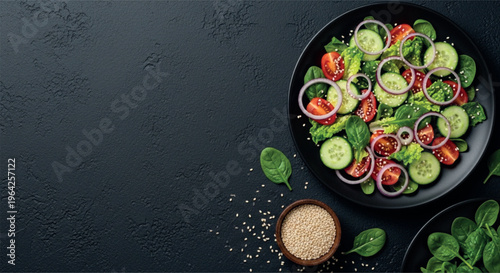 Fresh healthy vegetables served on a pan grill and plate in a delicious meal style
