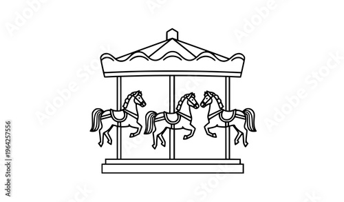 Carousel Horses Icon Vector Illustration Amusement Park Ride Isolated Stock Image