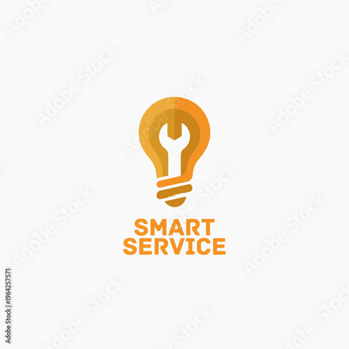 This minimalist design features a light bulb combined with a wrench, symbolizing innovative solutions and smart service approaches in a modern business context.