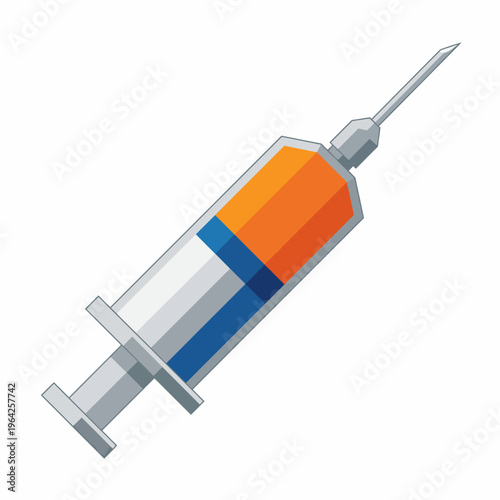 A striking illustration of a vibrant vaccine syringe, showcasing a detailed design that emphasizes health, safety, and the importance of vaccination in modern society.