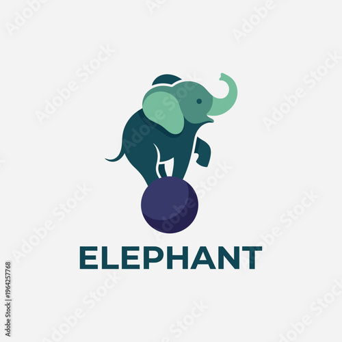 A whimsical illustration of an elephant expertly balancing on a purple ball, representing playfulness and the spirit of fun in art and design.