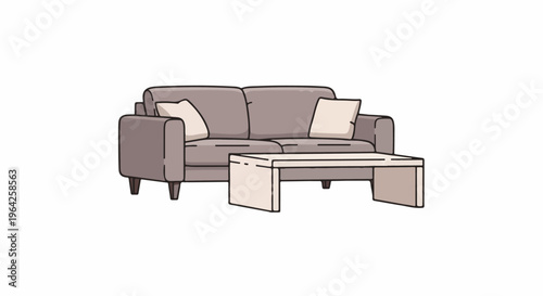 A cozy two-seater sofa and coffee table for a comfortable living space