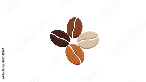 A macro closeup of a heap of organic roasted brown coffee beans and natural seeds isolated on a white background for a healthy cafe drink ingredient.
