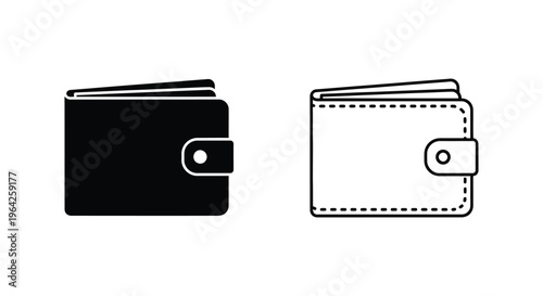 Black and white wallet illustration Vector