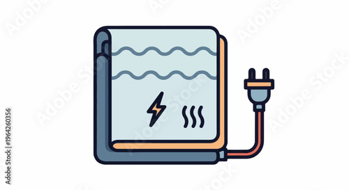 Flat icon of a device heating water with an electric plug