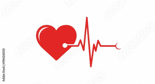 Red heart icon with a lifeline or electrocardiogram
