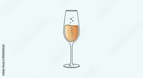 Fluted glass filled with bubbly golden beverage, set against light blue