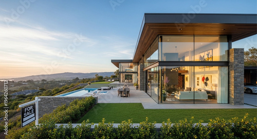 Modern House with Large Windows.