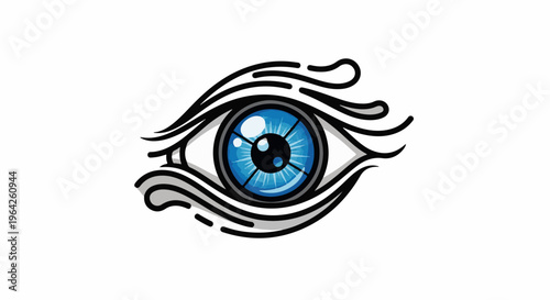 Stylized blue eye with black tribal-like markings