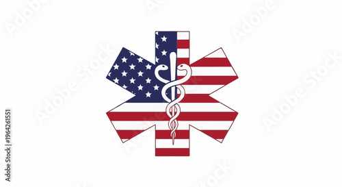 Star of Life medical symbol with American flag colors and serpent