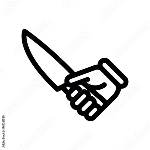 Hand Gripping Sharp Kitchen Knife Outline